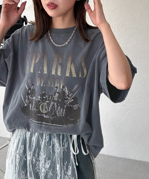 apres jour mignon(アプレジュールミニョン)の「アソートピグメントBIGロックTシャツ【ZOZOTOWN限定アイテム】(Tシャツ/カットソー・レディース・ブラック/ネイビー/ピンク/オフホワイト/ブルー/ホワイト系その他/ブラック系その他/ホワイト系その他2/ブラック系その他2/ブラック系その他3・X-LARGE/フリー)」の9枚目の写真