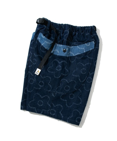 go slow caravan（ゴースローキャラバン）の「ジャガードデニム花柄脇ポケショーツ（デニムパンツ・メンズ・ダークインディゴブルー/ライトインディゴブルー・X-LARGE/LARGE/MEDIUM/SMALL）」の6枚目の写真