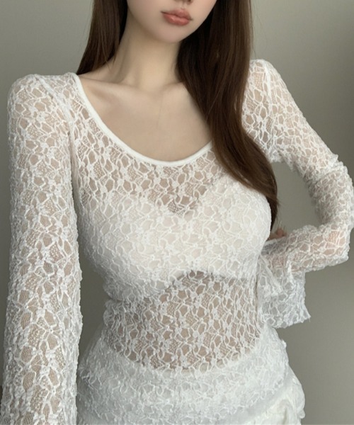 Achic(アシック)の「レースシアートップス(Tシャツ/カットソー・レディース・ホワイト/ブラック・M)」の18枚目の写真