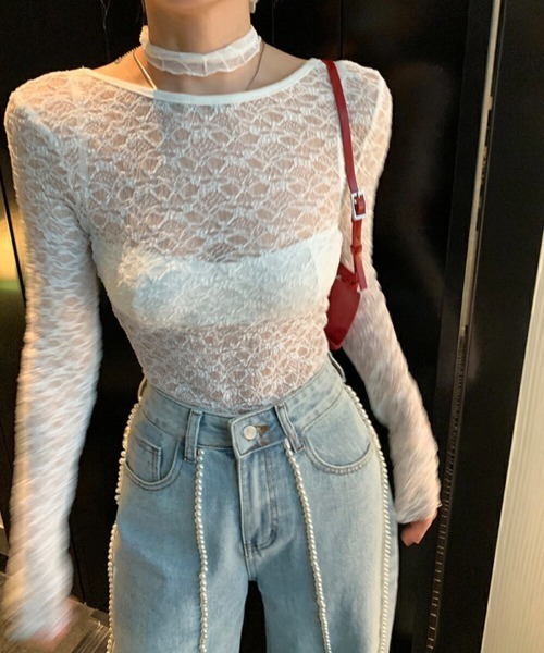 Achic(アシック)の「レースシアートップス(Tシャツ/カットソー・レディース・ホワイト/ブラック・M)」の11枚目の写真