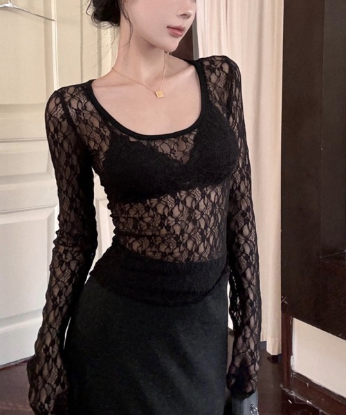 Achic(アシック)の「レースシアートップス(Tシャツ/カットソー・レディース・ホワイト/ブラック・M)」の14枚目の写真