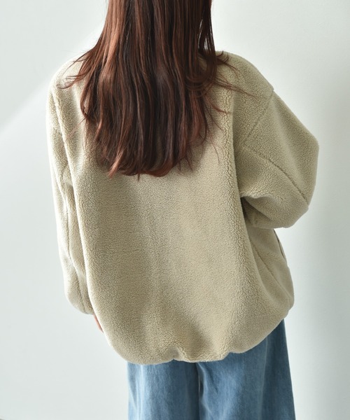 【セール】タフタ＊ボアリバーシブルノーカラーショートコート（その他アウター）｜INTERPLANET（インタープラネット）