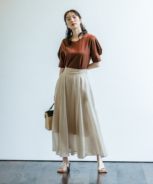 Andemiu（アンデミュウ）の「ソデタックカット134914（Tシャツ/カットソー・レディース・オフホワイト/ブラック/ブラウン/グリーン/ネイビー・FREE）」の11枚目の写真