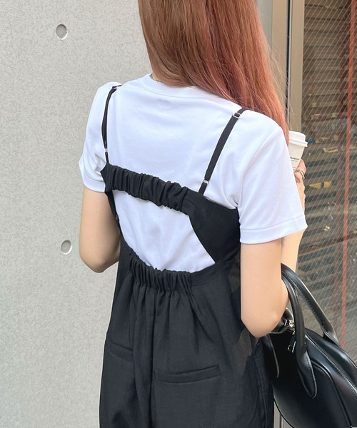 Futier land（フューティアランド）の「【低身長向け商品】リネンライクベアトップサロペット（サロペット/オーバーオール・レディース・アイボリー/ブラック/グレイッシュベージュ・FREE）」の16枚目の写真