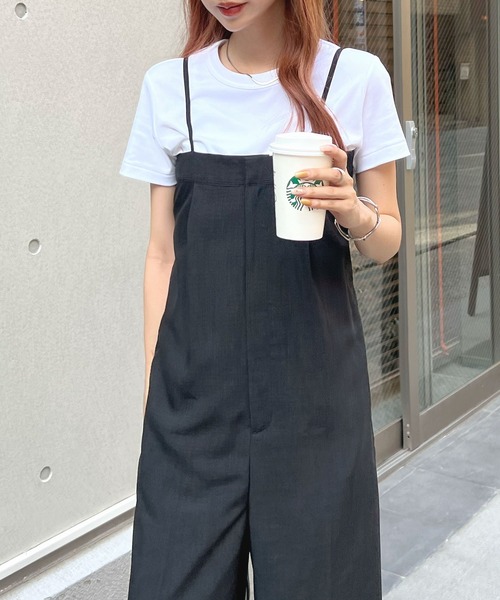 Futier land（フューティアランド）の「【低身長向け商品】リネンライクベアトップサロペット（サロペット/オーバーオール・レディース・アイボリー/ブラック/グレイッシュベージュ・FREE）」の18枚目の写真