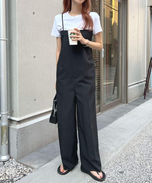 Futier land（フューティアランド）の「【低身長向け商品】リネンライクベアトップサロペット（サロペット/オーバーオール・レディース・アイボリー/ブラック/グレイッシュベージュ・FREE）」の19枚目の写真