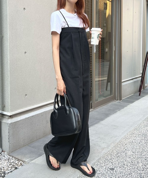 Futier land（フューティアランド）の「【低身長向け商品】リネンライクベアトップサロペット（サロペット/オーバーオール・レディース・アイボリー/ブラック/グレイッシュベージュ・FREE）」の20枚目の写真