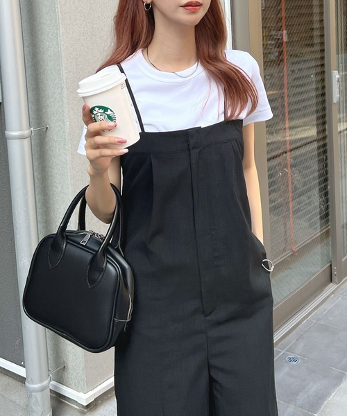 Futier land（フューティアランド）の「【低身長向け商品】リネンライクベアトップサロペット（サロペット/オーバーオール・レディース・アイボリー/ブラック/グレイッシュベージュ・FREE）」の14枚目の写真