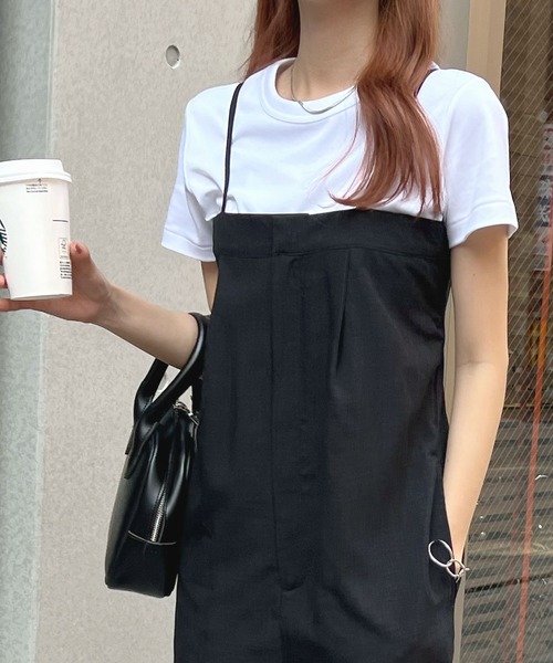 Futier land（フューティアランド）の「【低身長向け商品】リネンライクベアトップサロペット（サロペット/オーバーオール・レディース・アイボリー/ブラック/グレイッシュベージュ・FREE）」の22枚目の写真