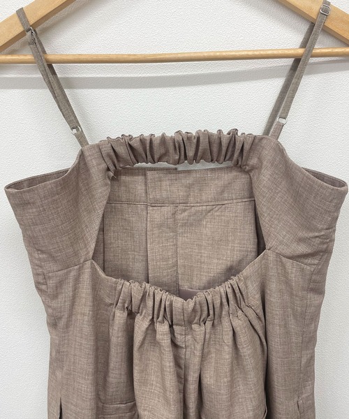 Futier land（フューティアランド）の「【低身長向け商品】リネンライクベアトップサロペット（サロペット/オーバーオール・レディース・アイボリー/ブラック/グレイッシュベージュ・FREE）」の10枚目の写真