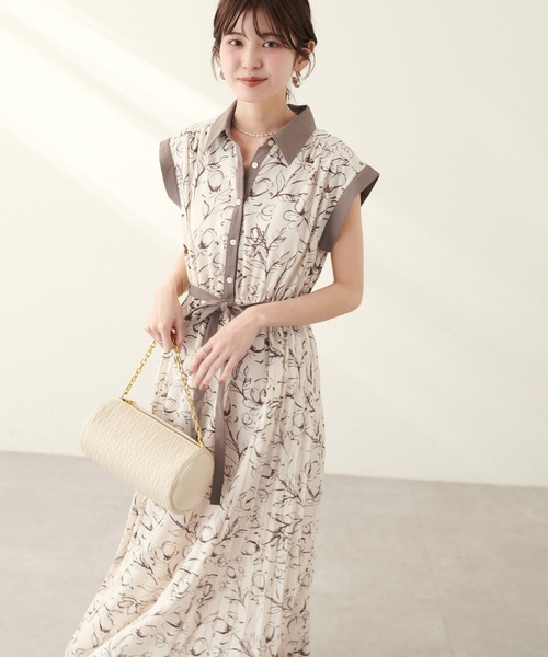 ダイアグラム プリーツ配色ワンピー ス natural couture（ナチュラルクチュール）の「【WEB限定】サイド