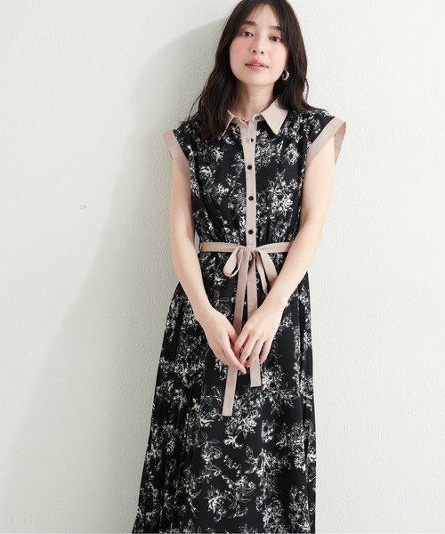 ダイアグラム プリーツ配色ワンピー ス プリーツバイカラーワンピース | outlet | axes femme online shop