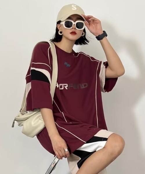 MGV(エムジーヴィー)の「Street Uniform-Like Cut and Sew Top(Tシャツ/カットソー・メンズ・レッド/ブルー・X-LARGE/LARGE/MEDIUM)」の1枚目の写真