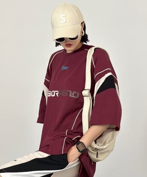 セール】Street Uniform-Like Cut and Sew Top（Tシャツ