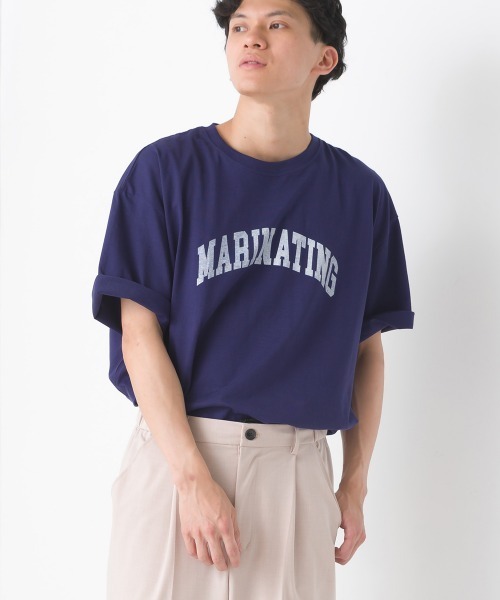 OMNES(オムネス)の「ユニセックス バイオポリウォッシュプリント半袖Tシャツ(Tシャツ/カットソー・レディース・ブラック系その他/グレー/ピンク系その他/ブラック/グレー系その他/ホワイト/ホワイト系その他/ピンク/ブルー系その他/ネイビー・XX-LARGE/MEDIUM/LARGE/X-LARGE)」の1枚目の写真