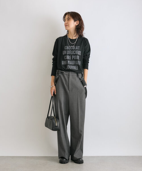 RIVE DROITE（リヴドロワ）の「【コーデのポイントに】CHOCOLATロンTee（Tシャツ/カットソー・レディース・ホワイト/ブラック/ブラウン・FREE）」の12枚目の写真