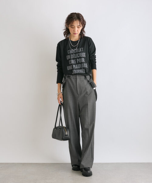 RIVE DROITE（リヴドロワ）の「【コーデのポイントに】CHOCOLATロンTee（Tシャツ/カットソー・レディース・ホワイト/ブラック/ブラウン・FREE）」の13枚目の写真