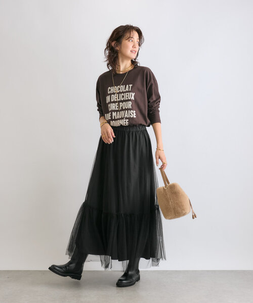 RIVE DROITE（リヴドロワ）の「【コーデのポイントに】CHOCOLATロンTee（Tシャツ/カットソー・レディース・ホワイト/ブラック/ブラウン・FREE）」の20枚目の写真