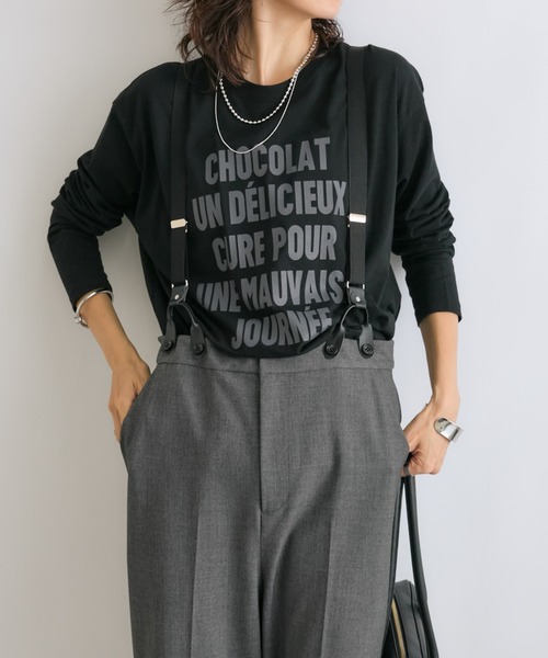 RIVE DROITE（リヴドロワ）の「【コーデのポイントに】CHOCOLATロンTee（Tシャツ/カットソー・レディース・ホワイト/ブラック/ブラウン・FREE）」の2枚目の写真