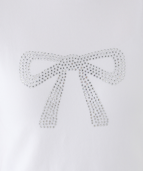 U by SPICK&SPAN(ユーバイスピックアンドスパン)の「リボンラインストーントップス(Tシャツ/カットソー・レディース・ホワイト・FREE)」の3枚目の写真