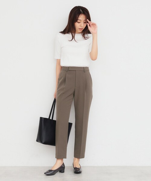 index(インデックス)の「◆ストレッチテーパードパンツ/セットアップ対応 【洗濯機洗い可/防シワ/イージーアイロン】(その他パンツ・レディース・ナチュラル/ブラウン系その他/ブラック・36/34/42/40/38)」の9枚目の写真
