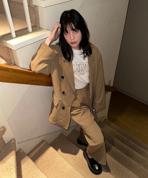 AS KNOW AS plus（アズノゥアズプラス）の「◇ダブルボタンテーラードジャケット　セットアップ可能（テーラードジャケット・レディース・ベージュ/ブラック/グレー・FREE）」の21枚目の写真