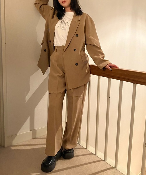 AS KNOW AS plus（アズノゥアズプラス）の「◇ダブルボタンテーラードジャケット　セットアップ可能（テーラードジャケット・レディース・ベージュ/ブラック/グレー・FREE）」の17枚目の写真