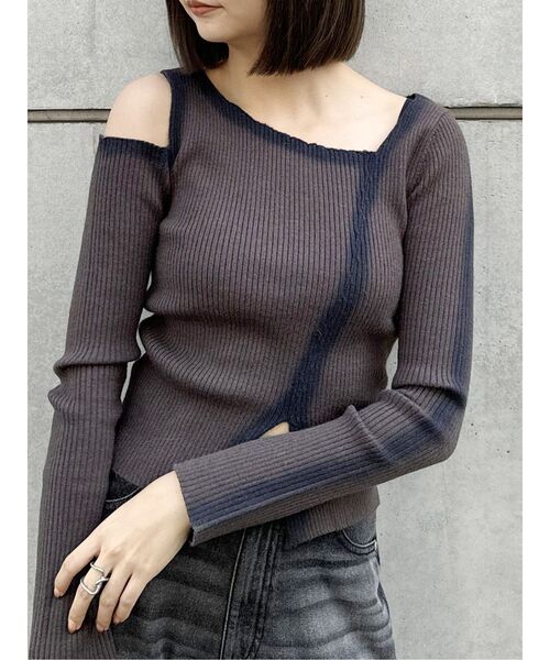 MURUA(ムルーア)の「カットアウトスプレーニット(ニット/セーター・レディース・グレー/モカ/ブルー/アイボリー・FREE)」の3枚目の写真