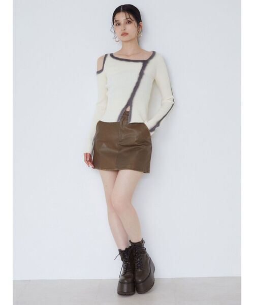 MURUA(ムルーア)の「カットアウトスプレーニット(ニット/セーター・レディース・グレー/モカ/ブルー/アイボリー・FREE)」の6枚目の写真