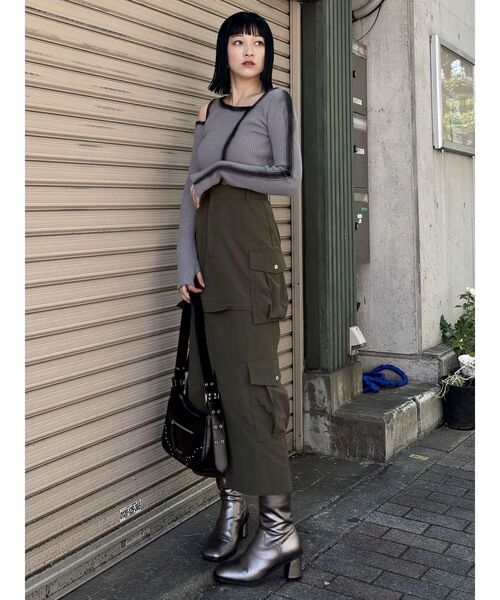 MURUA(ムルーア)の「カットアウトスプレーニット(ニット/セーター・レディース・グレー/モカ/ブルー/アイボリー・FREE)」の9枚目の写真