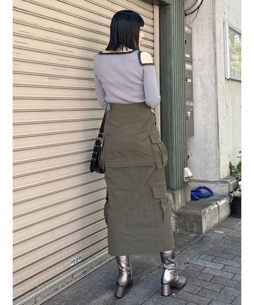 MURUA(ムルーア)の「カットアウトスプレーニット(ニット/セーター・レディース・グレー/モカ/ブルー/アイボリー・FREE)」の11枚目の写真