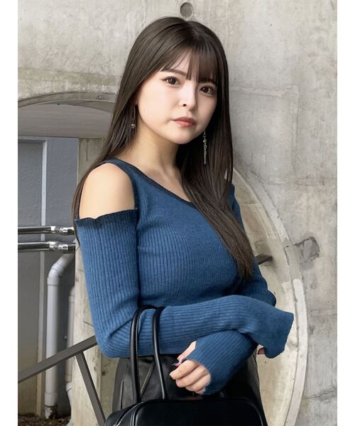 MURUA(ムルーア)の「カットアウトスプレーニット(ニット/セーター・レディース・グレー/モカ/ブルー/アイボリー・FREE)」の12枚目の写真