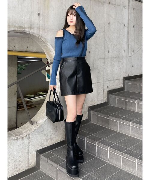 MURUA(ムルーア)の「カットアウトスプレーニット(ニット/セーター・レディース・グレー/モカ/ブルー/アイボリー・FREE)」の13枚目の写真