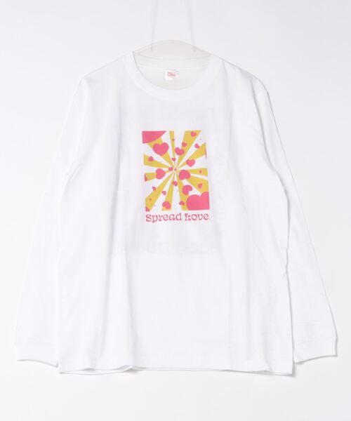 B.I.D.(ビーアイディー)の「《Spread Love》オリジナルプリント L/S T(Tシャツ/カットソー・レディース・ホワイト/ブラック・MEDIUM/LARGE)」の2枚目の写真