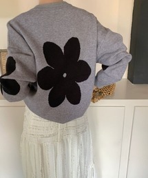 ECLIN | 配色フラワージャガードクルーネックニットプルオーバー(ニット/セーター)