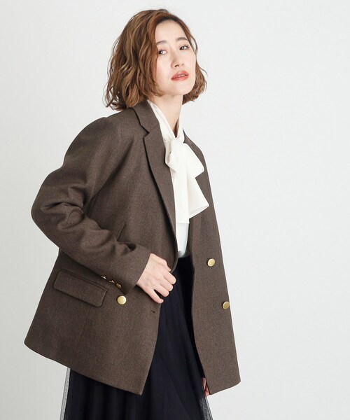 grove（グローブ）の「◆【雑誌掲載】ツイーディダブルブレストジャケット（テーラードジャケット・レディース・ブラウン系/ベージュ・03/02/01/04/05）」の4枚目の写真