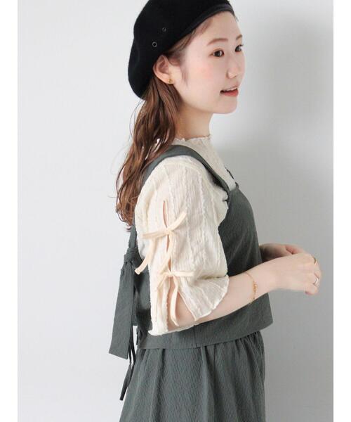 ehka sopo(エヘカソポ)の「袖リボンカットソー(Tシャツ/カットソー・レディース・ブルー/キナリ/ミント/ブラック・F)」の2枚目の写真