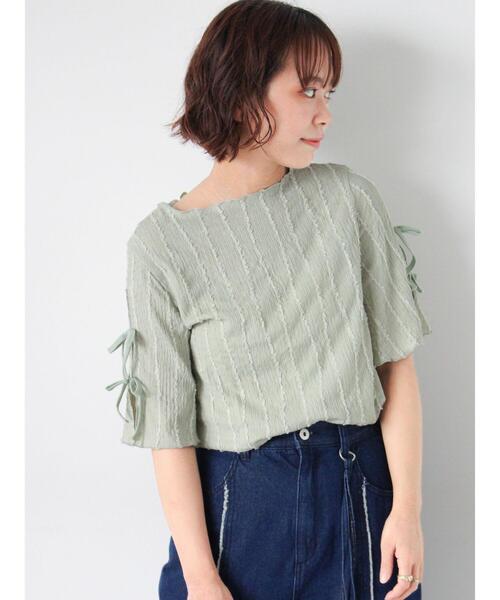 ehka sopo(エヘカソポ)の「袖リボンカットソー(Tシャツ/カットソー・レディース・ブルー/キナリ/ミント/ブラック・F)」の4枚目の写真