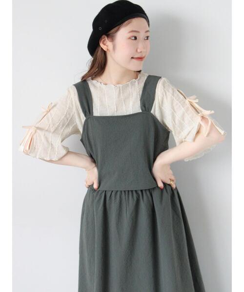 ehka sopo(エヘカソポ)の「袖リボンカットソー(Tシャツ/カットソー・レディース・ブルー/キナリ/ミント/ブラック・F)」の7枚目の写真