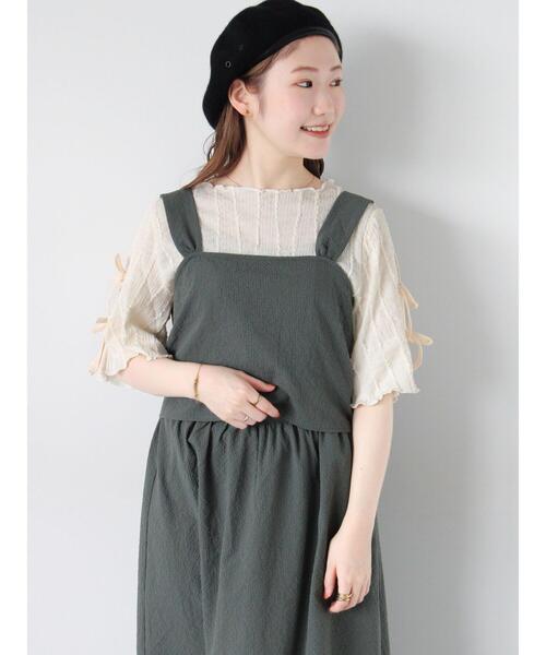 ehka sopo(エヘカソポ)の「袖リボンカットソー(Tシャツ/カットソー・レディース・ブルー/キナリ/ミント/ブラック・F)」の6枚目の写真