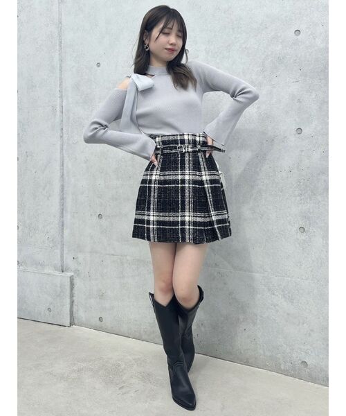 cherimi ワンショルリボンニットトップス ワンショルリボンニットトップス ホワイト | ファッション通販