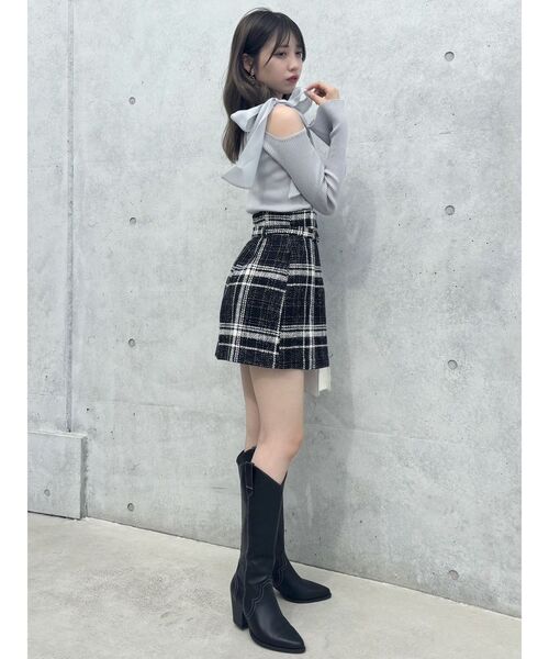ワンショルリボンニットトップス dazzlin グレー ダズリン dazzlin ワンショルリボンニットトップス （グレー