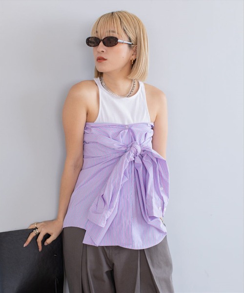 SUWDEE(スーディー)の「american sleeve tank(タンクトップ・レディース・ホワイト/ブラック/グリーン・FREE)」の4枚目の写真