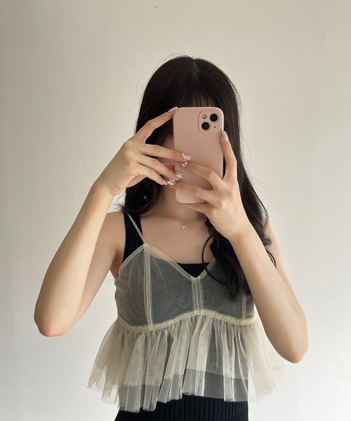 RiLi(リリ)の「シアーペプラムキャミビスチェ【RL】(キャミソール・レディース・アイボリー/ブラック・FREE)」の3枚目の写真