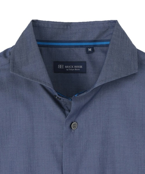 TOKYO SHIRTS(トウキョウシャツ)の「形態安定ノーアイロン カラーテープ ホリゾンタルワイドカラー 長袖カジュアルシャツ(シャツ/ブラウス・メンズ・ネイビー・L/LL/M)」の3枚目の写真