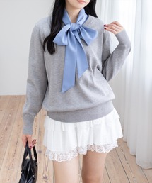 clear | Vネックロングニットトップス [骨格ストレート 着回し抜群 大人 カジュアル]≪再入荷≫(ニット/セーター)