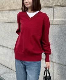 clear | Vネックロングニットトップス [華奢見え オフィスカジュアル 着回し抜群 大人 カジュアル]≪2024AW新作≫(ニット/セーター)