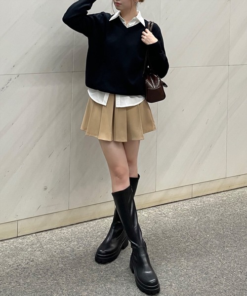 clear（クリア）の「Vネックロングニットトップス [骨格ストレート 着回し抜群 大人 カジュアル]≪再入荷≫（ニット/セーター・レディース・ブラック/アイボリー/グレー/ブルー/マスタード/ボルドー/パープル系その他・F）」の11枚目の写真