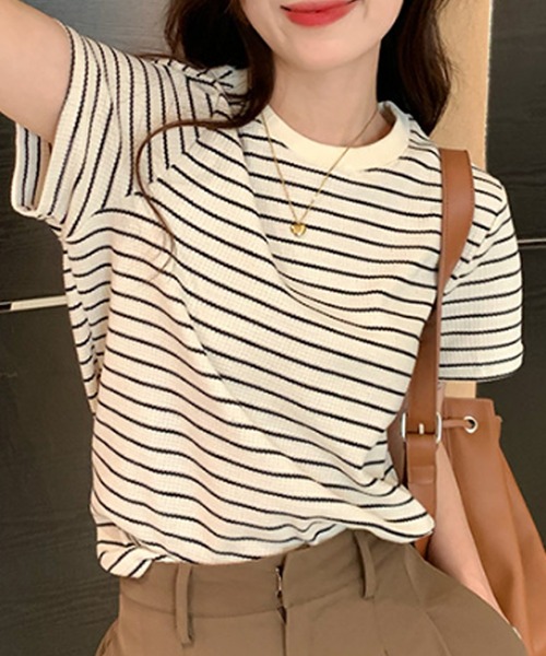 Amulet（アミュレット）の「シンプルボーダーTシャツ（Tシャツ/カットソー・レディース・アイボリー・XL/L/M）」の13枚目の写真