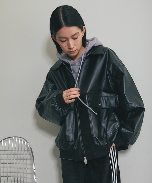 ボア襟フェイクレザーブルゾン（ブルゾン）｜ANOTHER S（アナザーエス